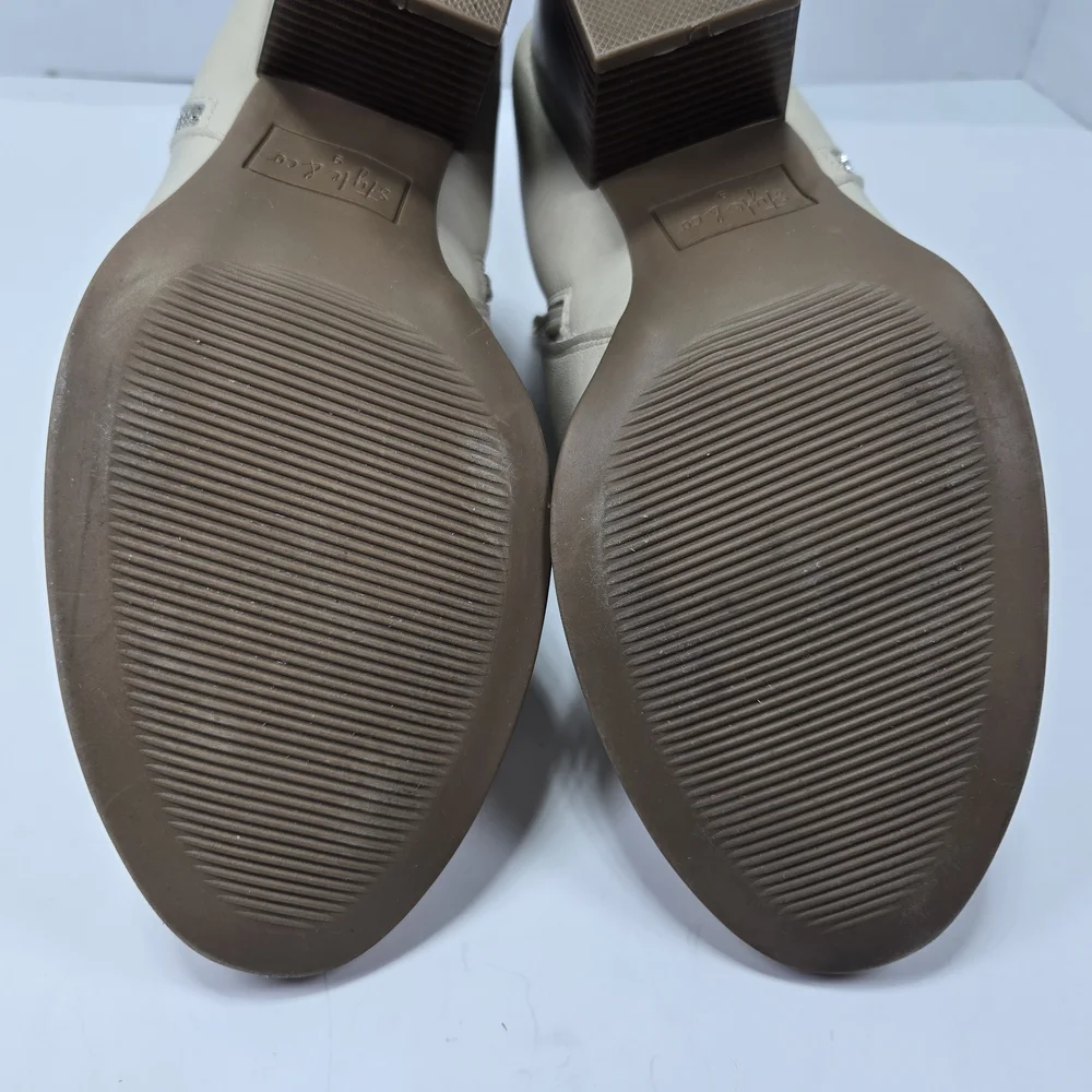 Style & Co. Masrinaa Beige Block-heel Zipper Ankle Boots Booties Women's Size 9M